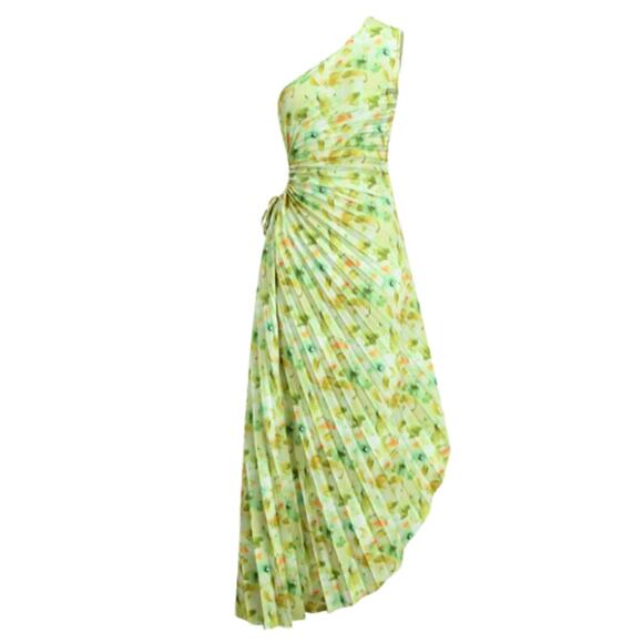 COMMENSE Greeness Floral Zippered Pleat Midi Dress NWT Size XS - Picture 2 of 4
